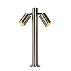 LED Outdoor Pollerleuchte ARNE, Ø 6,3 cm, GU10, 2x5W, 2700K, IP44, Chrom Matt