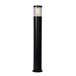Pollerleuchte FEDOR, IP44, zylindrisch, 79cm, E27, PVC klar / Stahl, schwarz matt