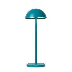 battery table lamp JOY with USB connection, with touch dimmer IP54, mat, turquoise dimmable