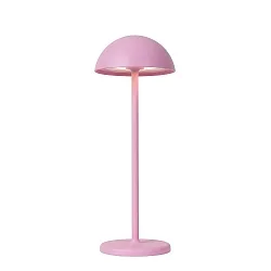 battery table lamp JOY with USB connection, with touch dimmer IP54, mat, pink dimmable