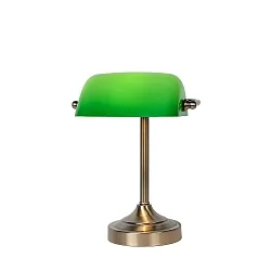 table lamp BANKER square E14 IP20, green, bronze 