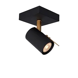spot GRONY LED cylindrical GU10 IP20, gold matt, brass, black dimmable