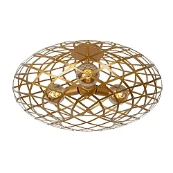 ceiling luminaire WOLFRAM 3 flames, oval E27 IP20, gold matt, brass