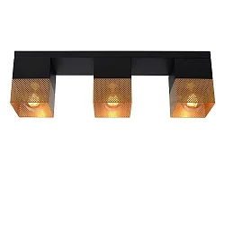 ceiling luminaire RENATE 3 flames, square E27 IP20, gold matt, brass, black