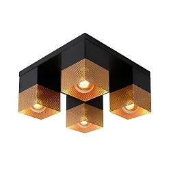 ceiling luminaire RENATE 4 flames, square E27 IP20, gold matt, brass, black