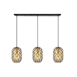 pendant luminaire WOLFRAM 3 flames, oval E27 IP20, gold matt, brass, black
