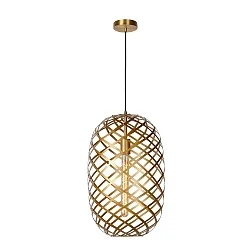 pendant luminaire WOLFRAM oval E27 IP20, gold matt, brass, black