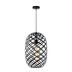 pendant luminaire WOLFRAM oval E27 IP20, black