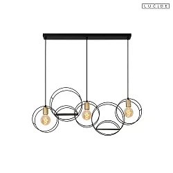 pendant luminaire CIRCLE 3 flames E27 IP20, black dimmable
