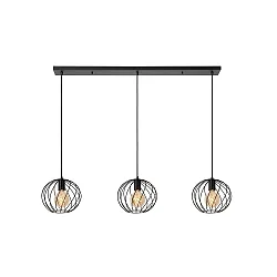pendant luminaire DANZA 3 flames, square E27 IP20, black
