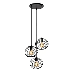 pendant luminaire DANZA 3 flames, round E27 IP20, black