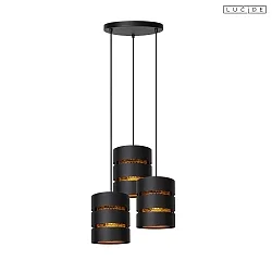 pendant luminaire ROSAS 3 flames E27 IP20, brass, black dimmable