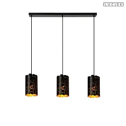 pendant luminaire ALMELO 3 flames E27 IP20, brass, black dimmable