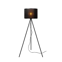 floor lamp TAGALOG round E27 IP20, wood, black 