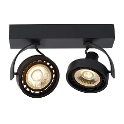 spot DORIAN LED 2 flames, round GU10 IP20, black dimmable