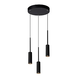 pendant luminaire TUBULE LED 3 flames, round IP20, black 