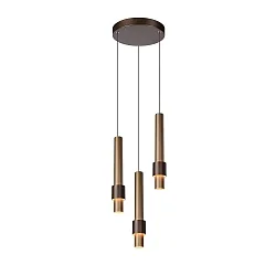 pendant luminaire MARGARY 3 flames IP20, gold matt, brass, coffee brown dimmable