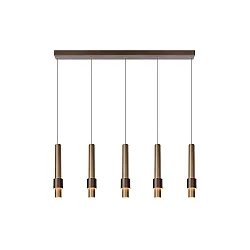 pendant luminaire MARGARY 5 flames IP20, gold matt, brass, coffee brown dimmable
