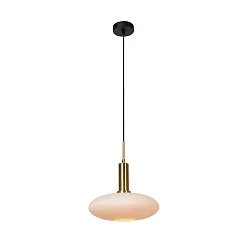 pendant luminaire SINGALA 1 flame E27 IP20, gold matt, brass, opal dimmable
