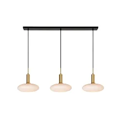 pendant luminaire SINGALA 3 flames E27 IP20, gold matt, brass, opal dimmable