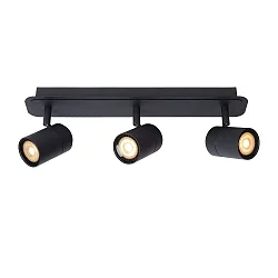 LED Deckenstrahler LENNERT Badezimmerleuchte, GU10, 3x5W, 3000K, dimmbar, IP44, schwarz