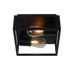 ceiling luminaire CARLYN 2 flames, square E14 IP54, black matt