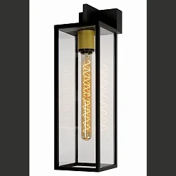 Outdoor Wandleuchte LAURENS, 49cm, E27, IP54, schwarz / gold matt / messing