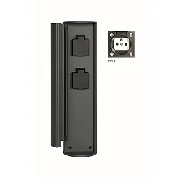 Steckdosensäule mit Erdungsstift POWERPOINT, Typ E - FR, BE, POL, SVK & CZE Standard, Ø 10 cm, IP44, Anthrazit