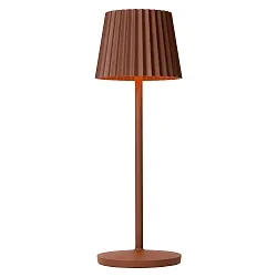 battery table lamp JUSTINE IP54, rust dimmable