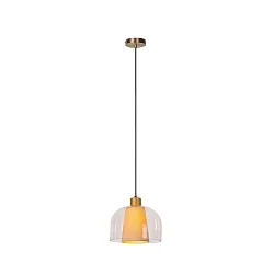 pendant luminaire GUNHILD 1 flame E27 IP20, beige, transparent dimmable