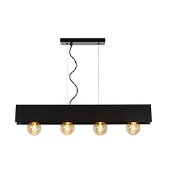 pendant luminaire SURTUS 4 flames, square E27 IP20, black