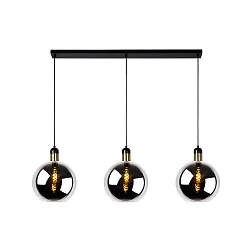 pendant luminaire JULIUS 3 flames E27 IP20, smoky colour, black