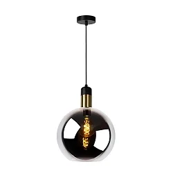 pendant luminaire JULIUS round E27 IP20, gold matt, brass, smoky colour