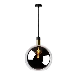 pendant luminaire JULIUS round E27 IP20, gold matt, brass, smoky colour