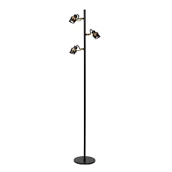 floor lamp TUNDRAN 3 flames, round GU10 IP20, gold matt, brass, black 