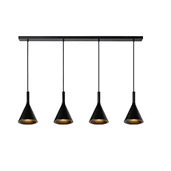 pendant luminaire GIPSY 4 flames E27 IP20, black