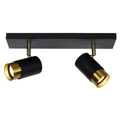 spot FLORIS 2 flames, square GU10 IP20, gold matt, brass, black