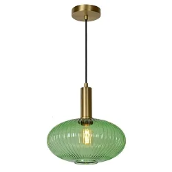 pendant luminaire MALOTO round E27 IP20, green, gold matt, brass