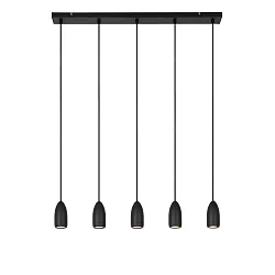 pendant luminaire EVORA 5 flames, long GU10 IP20, black matt dimmable