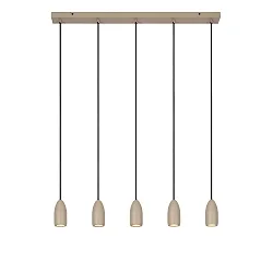 pendant luminaire EVORA 5 flames, long GU10 IP20, taupe dimmable