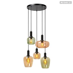 pendant luminaire ILONA 5 flames E27 IP20, multicolour, black dimmable