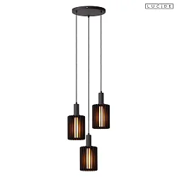 pendant luminaire LAMBRES 3 flames E27 IP20, black dimmable
