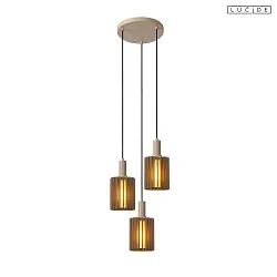 pendant luminaire LAMBRES 3 flames E27 IP20, taupe dimmable