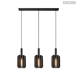 pendant luminaire RAFAL 3 flames E27 IP20, grey, black dimmable