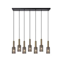 pendant luminaire CORALIE square E27 IP20, gold matt, brass, smoky colour