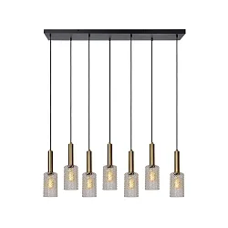 pendant luminaire CORALIE square E27 IP20, gold matt, brass, transparent