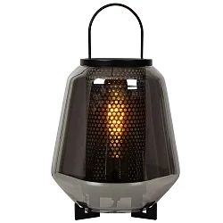table lamp SISKA oval E27 IP20, smoky colour, black 