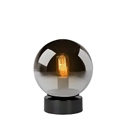 table lamp JORIT round E27 IP20, smoky colour, black 