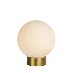 table lamp JORIT round E27 IP20, gold matt, brass, opal 