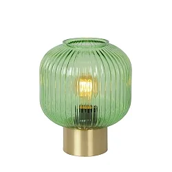 table lamp MALOTO round E27 IP20, green, gold matt, brass 